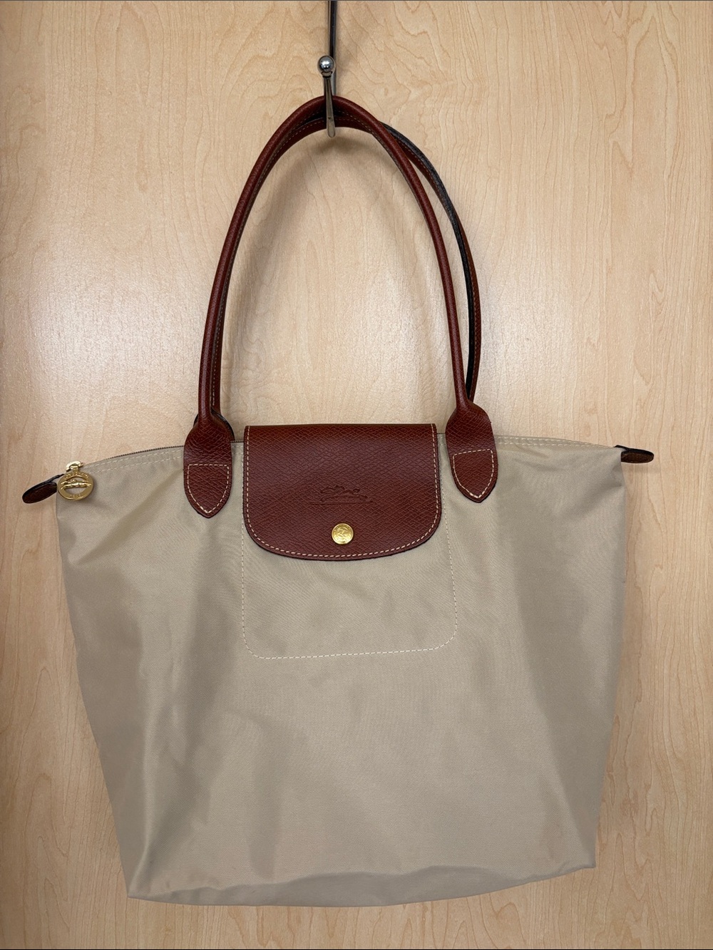 Longchamp France Le Pliage Top Handle Bag Nylon Tote, Medium Size